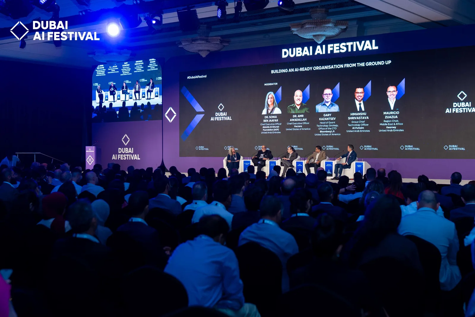 A packed conference session at a previous Dubai AI Festival